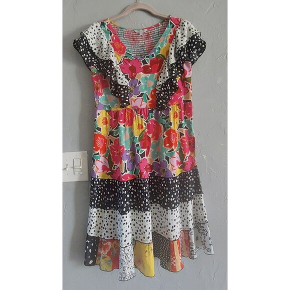 John Mark Dress Women XS Bright and playful,16 inch of Armp To Arm,Rayon, Viscos - Picture 7 of 12